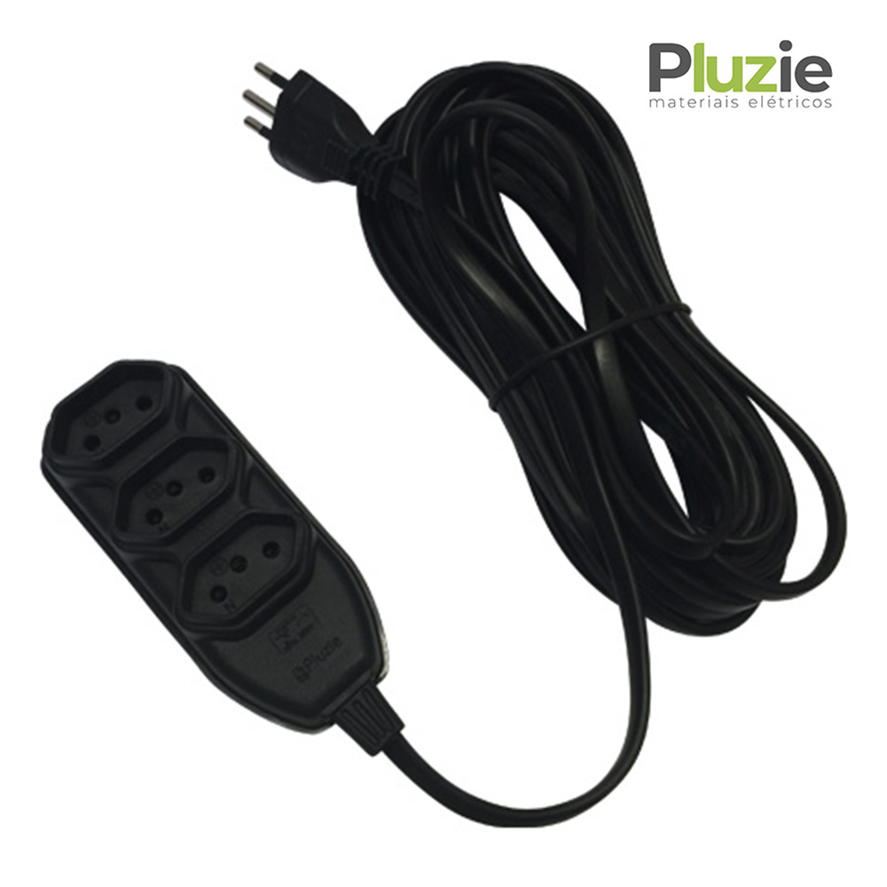 EXTENSAO PLUZIE TRIP CABO PP 2P+T 10M PR