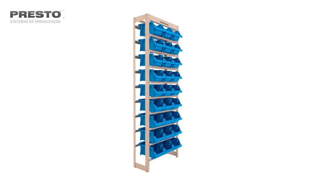 KIT ESTANTE PRESTO COM 27 GAVETAS N°5 AZUL