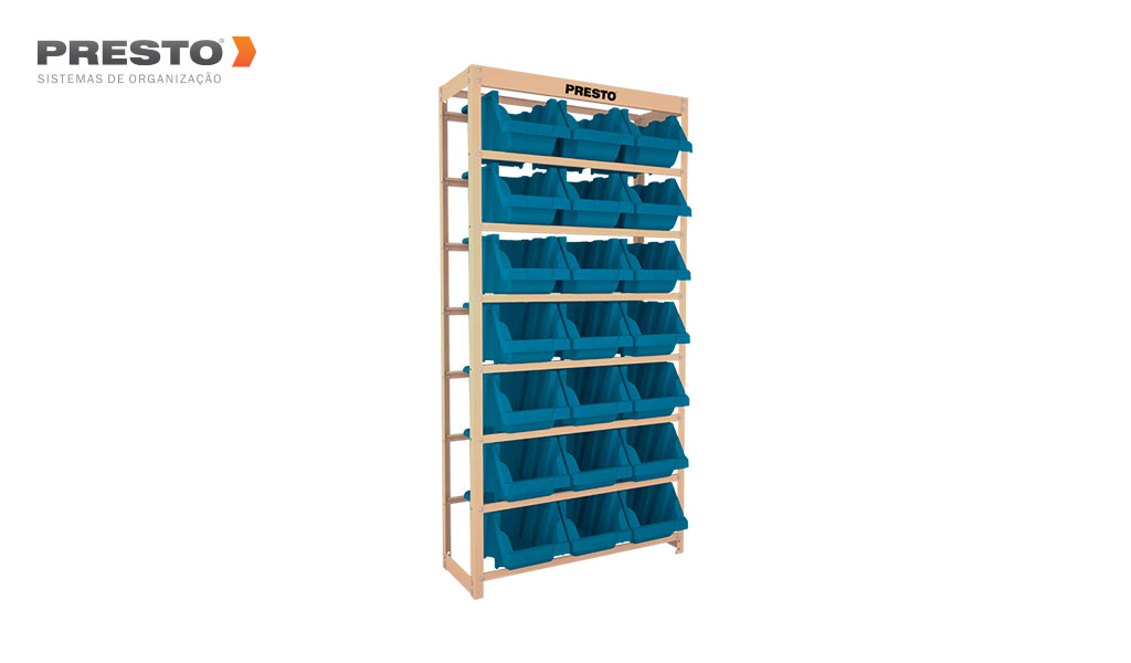 KIT ESTANTE PRESTO COM 21 GAVETAS  N°7 AZUL
