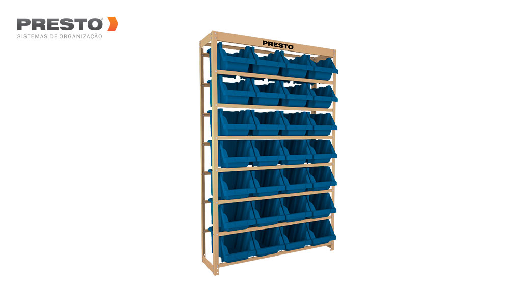 KIT ESTANTE PRESTO COM 28 GAVETAS  N°7 AZUL