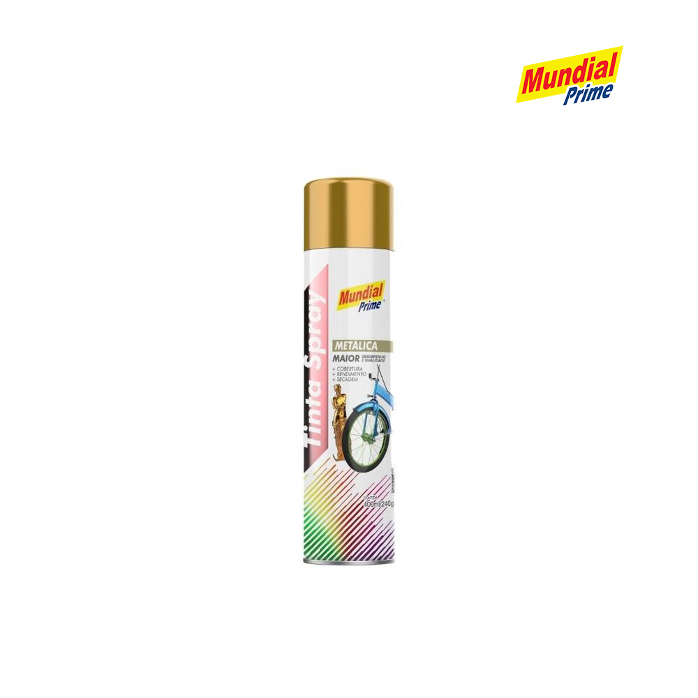 SPRAY MUNDIAL PRIME METALICA DOURADA 400ML