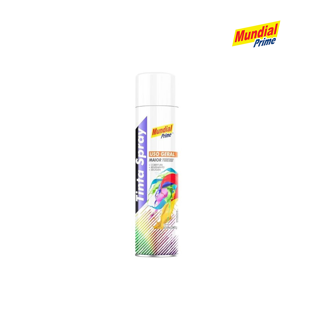 SPRAY MUNDIAL PRIME USO GERAL BRANCO BRILHANTE 400ML