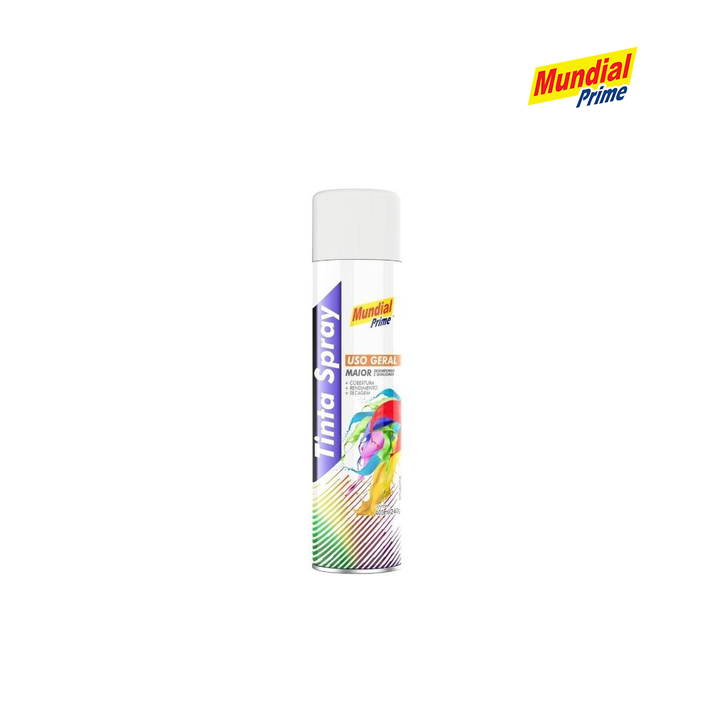 SPRAY MUNDIAL PRIME USO GERAL BRANCO FOSCO 400ML