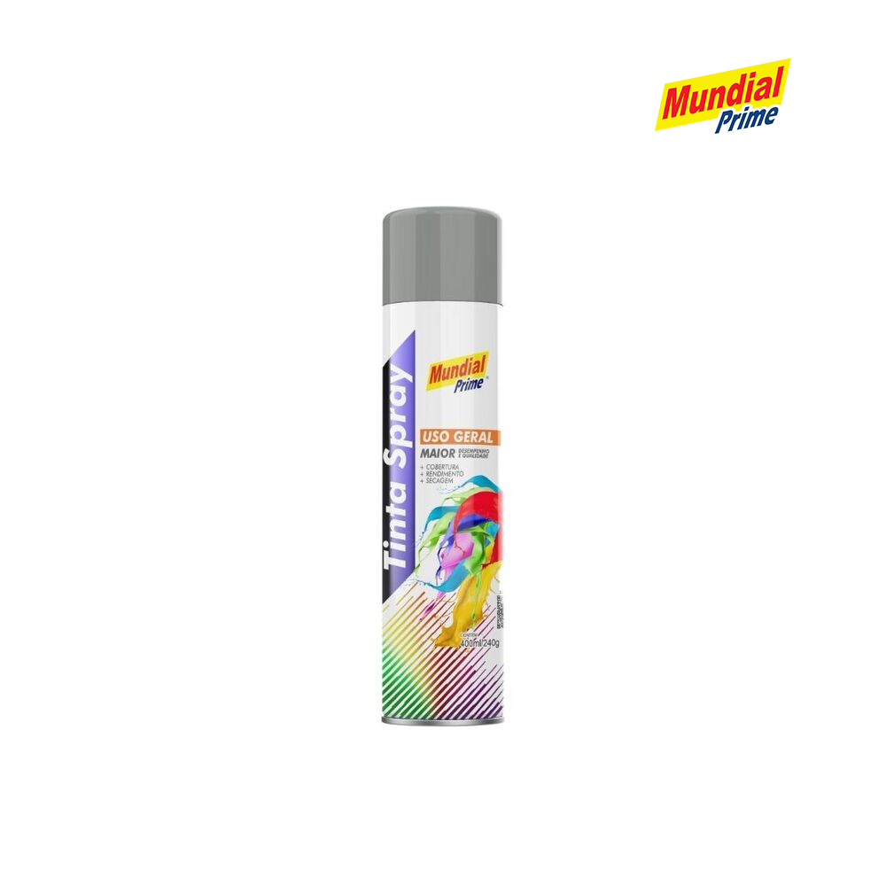 SPRAY MUNDIAL PRIME USO GERAL CINZA MEDIO 400ML