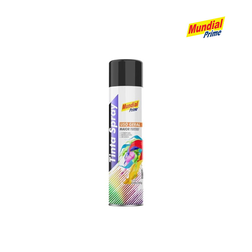 SPRAY MUNDIAL PRIME USO GERAL PRETO BRILHANTE 400ML