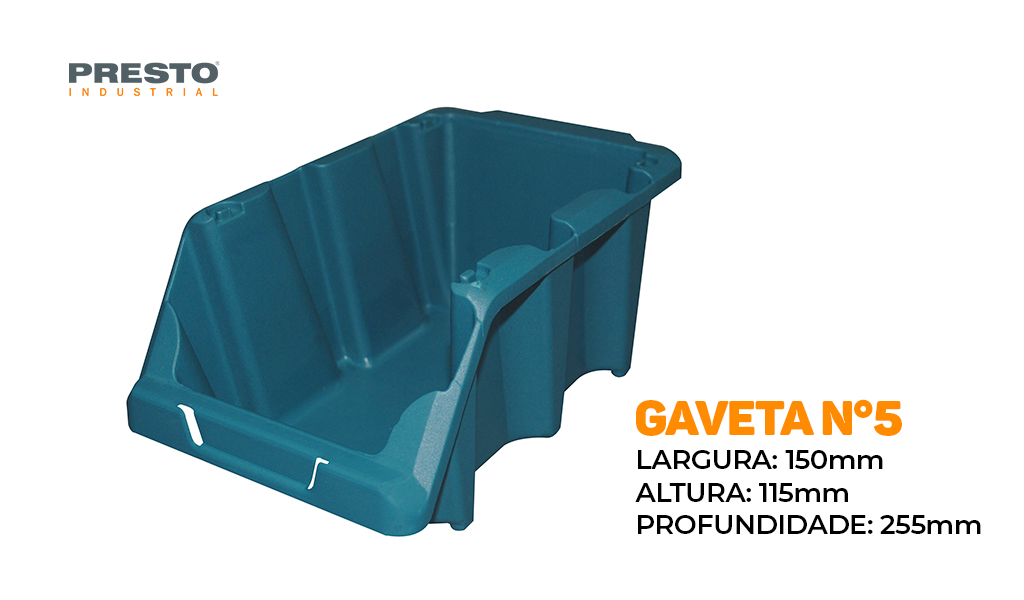 GAVETA PRESTO ORG PLASTICA EMPILHAVEL N°5 PLAST AZUL
