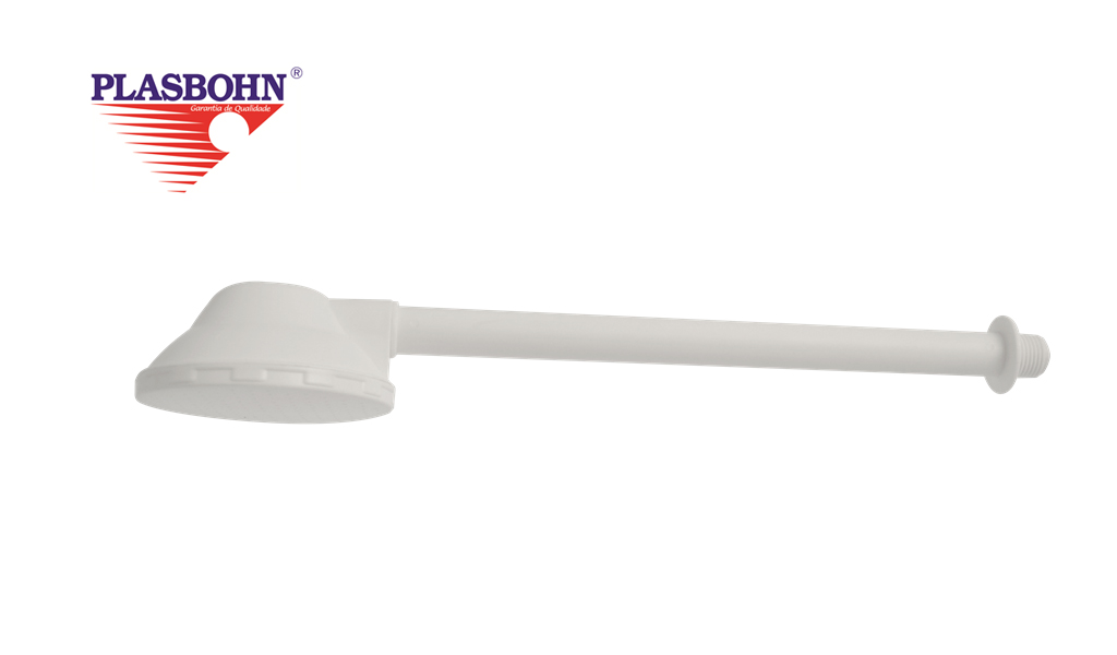 CHUVEIRO PLASBOHN PLASTICO C/BRAÇO 4” BRANCO  - EMBALAGEM INDIVIDUAL