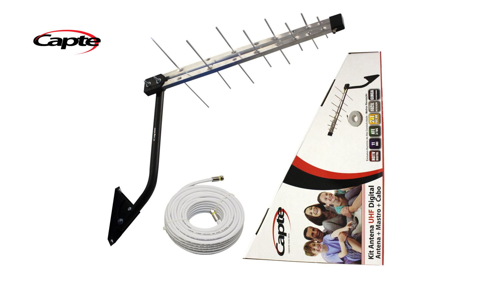 KIT CAPTE ANT UHF/DIG 16 ELEM+SUP+CABOS