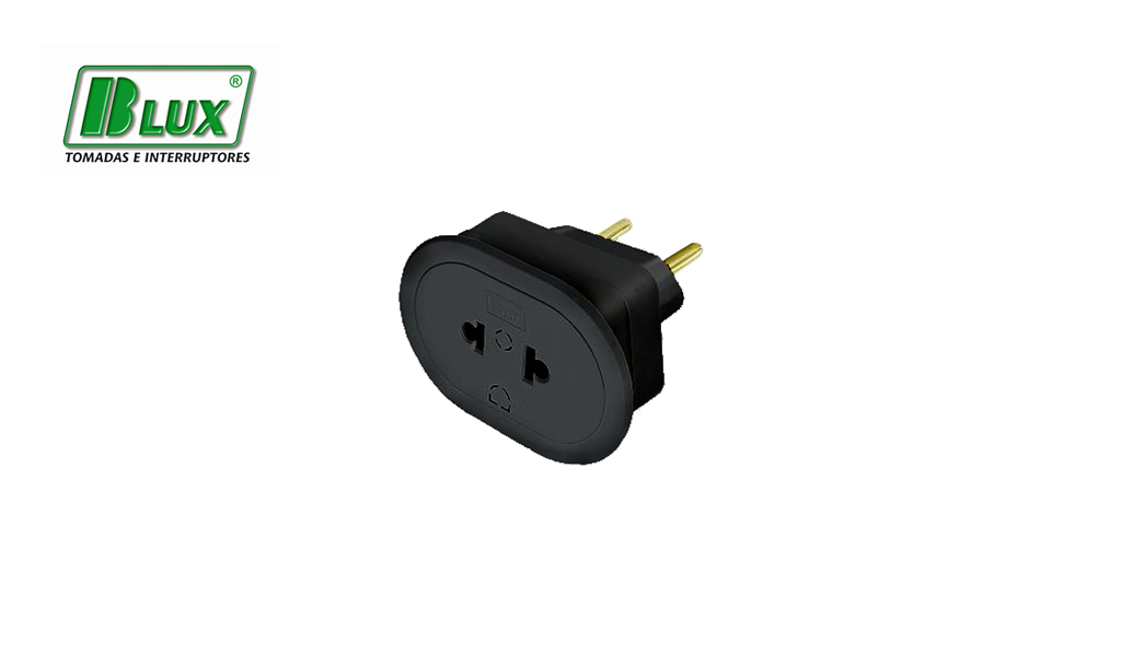 BLUX PINO ADAPTADOR UNIVERSAL 2P 10A PRETO