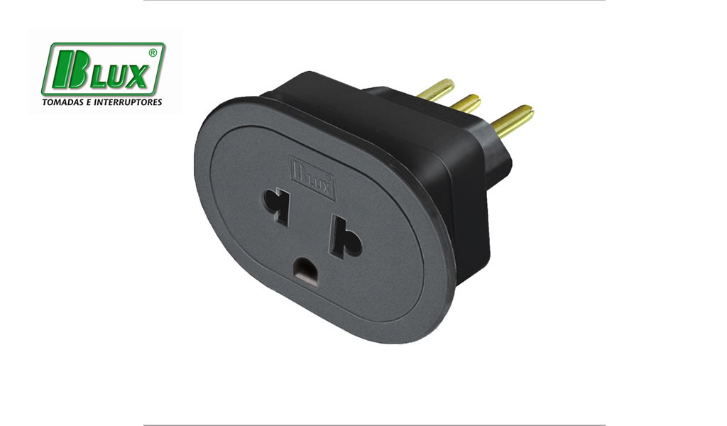 BLUX PINO ADAPTADOR 2P+T 10A PRETO