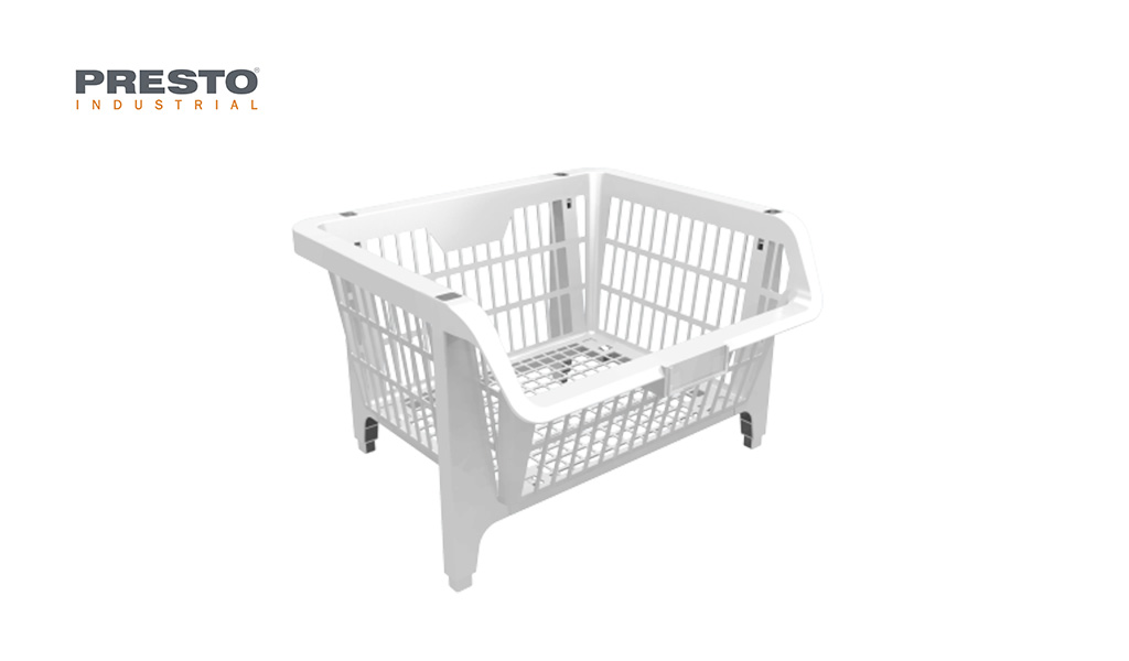 CESTO PRESTO EXPOSITOR PEQUENO A28 X L44 X P38 SUPORTA 40KG BRANCA