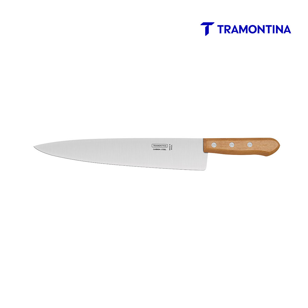 FACA TRAMONTINA PEIXEIRA P/COZINHA COM 3 CRAVOS  6” - LAMINA DE AÇO E CB DE MADEIRA.