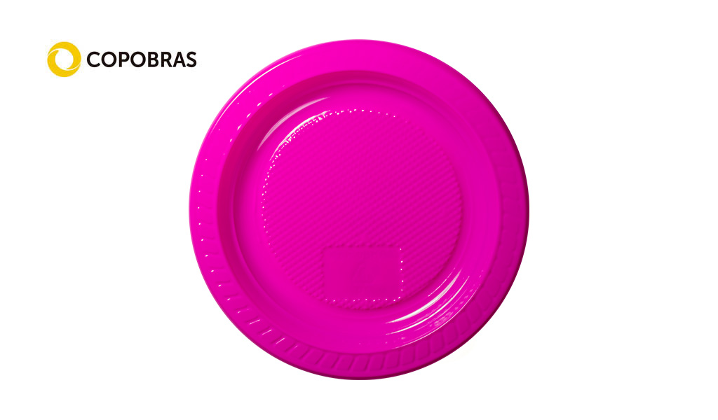 PRATO COPOBRAS PLASTICO 15CM ROSA SHOCK C/500 UNIDADES