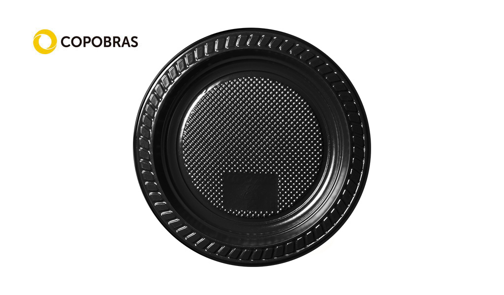 PRATO COPOBRAS PLASTICO 15CM PRETO C/500 UNIDADES.