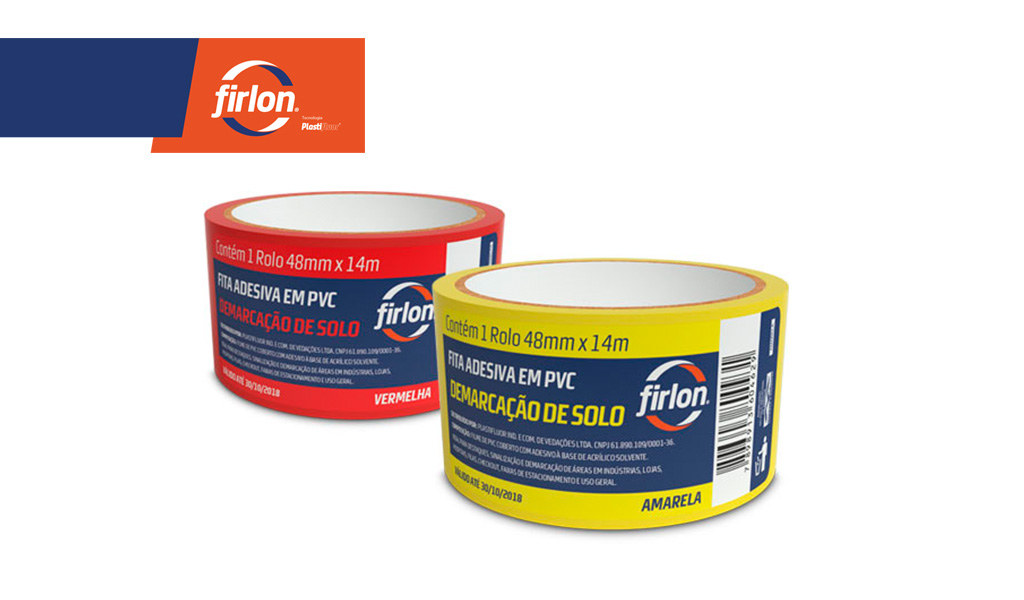 FITA FIRLON DEMARCAÇÃO DE SOLO ADESIVA 48MMX14M VERMELHA