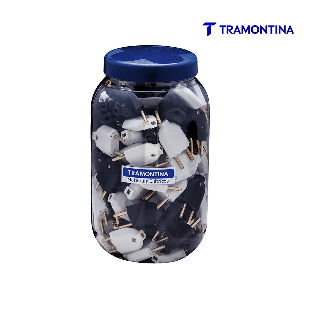 TRAMONTINA PLUG MACHO 2P 10A BR/PR C/120