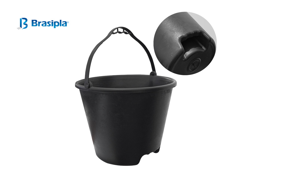BALDE BRASIPLA PLASTICO 01 CAVIDADE ALCA PLASTICA AMARELA 12 LITROS COR PRETO
