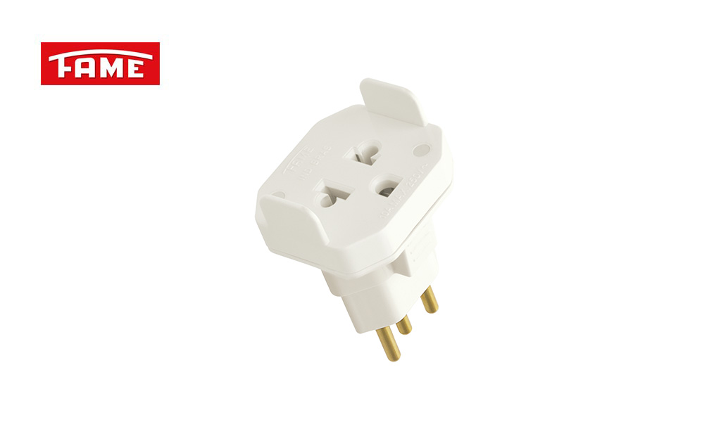 FAME PLUG ADAP 2P+T C/ATERRAMENTO 10A CINZA