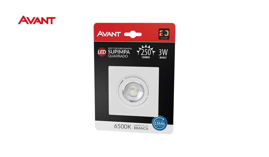 SPOT AVANT LED SUPIMPA 3W EMBUTIR QUADRADA 6500K