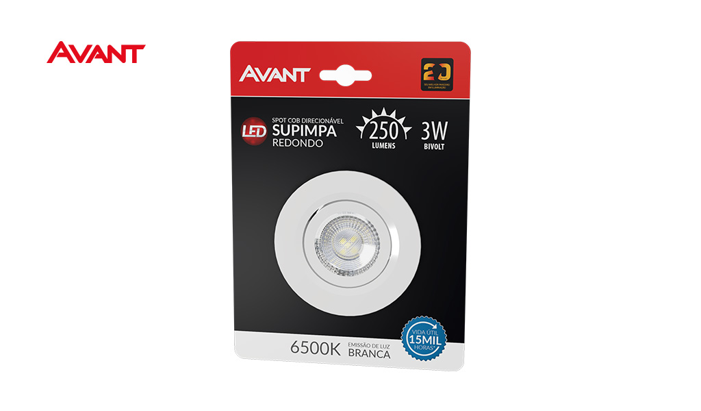 SPOT AVANT LED SUPIMPA 3W EMBUTIR REDONDA 6500K