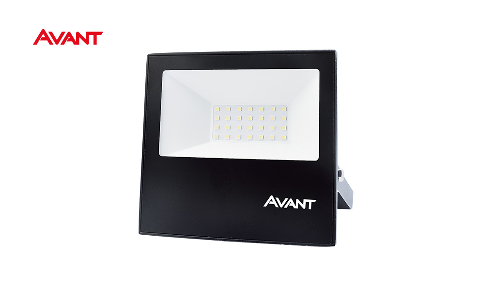 REFLETOR AVANT LED SLIM  30W ALUMINIO PRETO - COM LUZ BRANCA 6500K - 2.250 LUMENS
