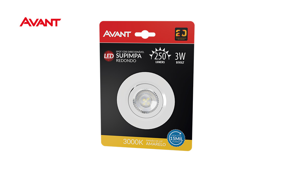 SPOT AVANT LED SUPIMPA 3W EMBUTIR REDONDA 3000K