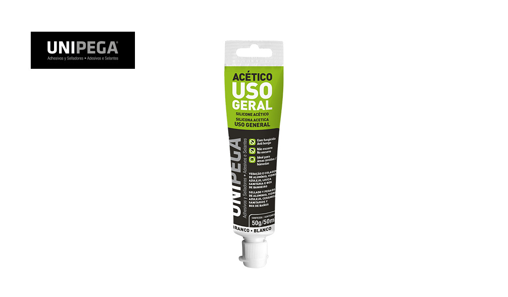 SILICONE UNIPEGA ACETICO USO GERAL BISNAGA 50G INCOLOR