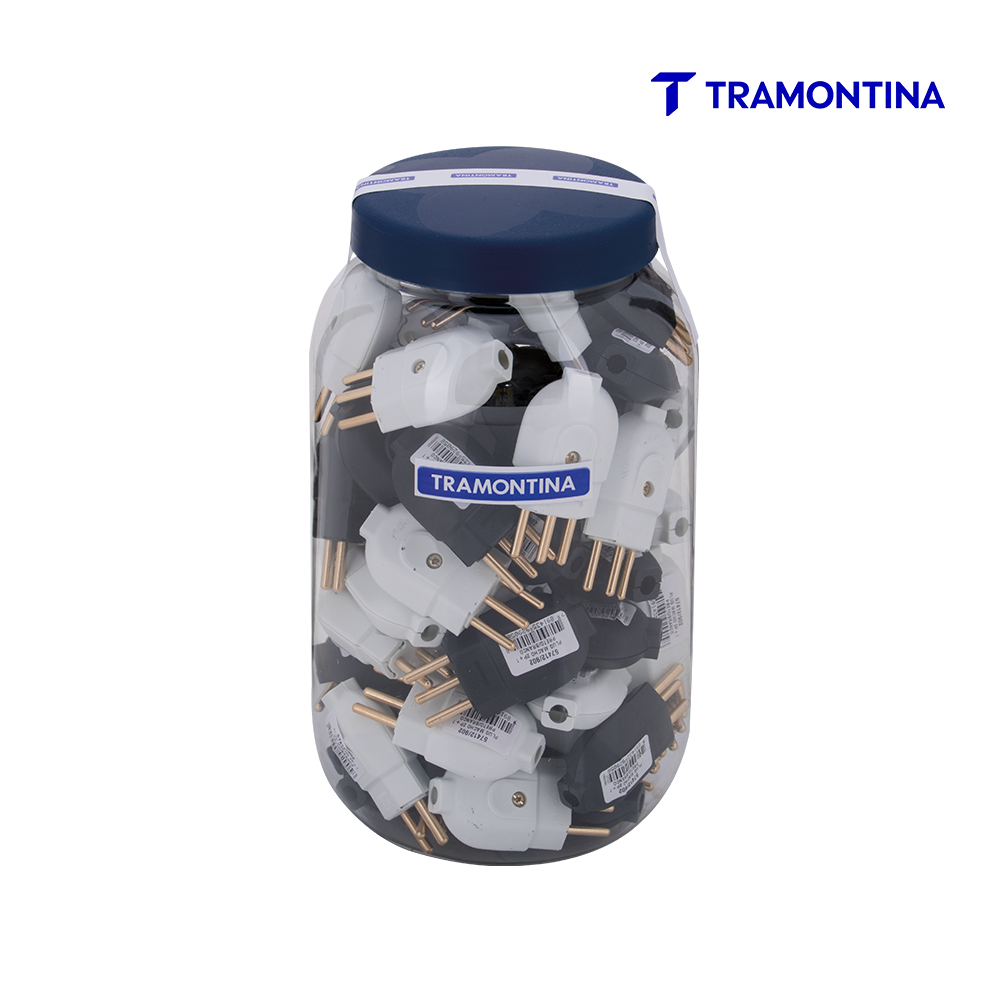 TRAMONTINA PLUG MACHO 2P+T 10A PR/BR C/68