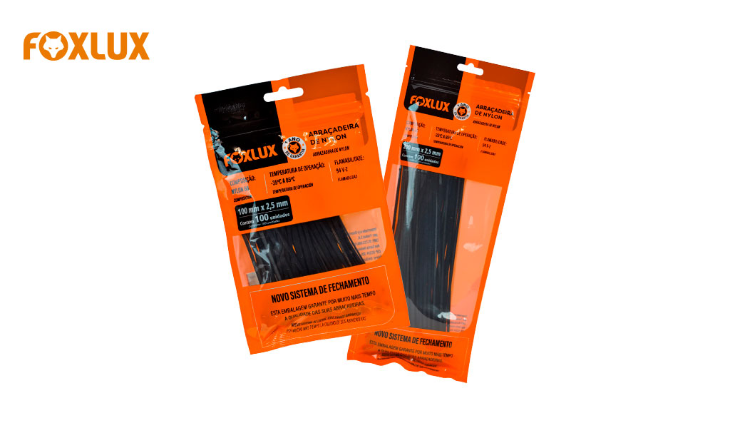 ABRAÇADEIRA FOXLUX NYLON  9,0X760MM PR C/25