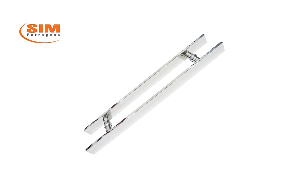 PUXADOR POWERFER POLIDO BARRA CHATA P/VIDRO 400X600MM