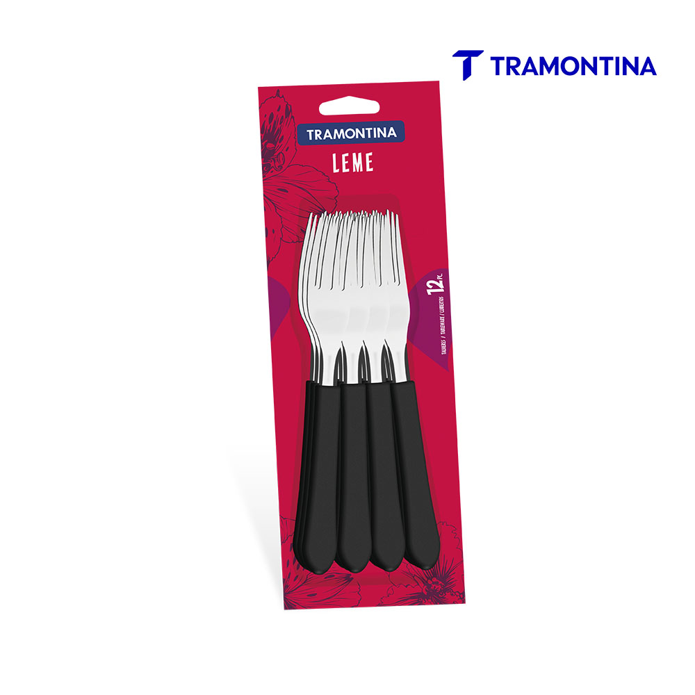CONJUNTO GARFOS TRAMONTINA DE MESA CB PR C/12