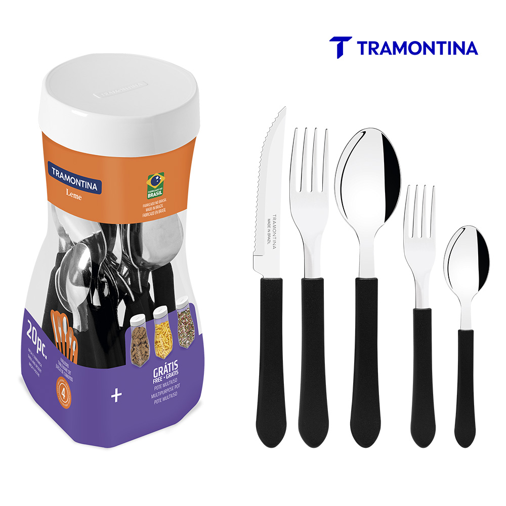 FAQUEIRO TRAMONTINA INOX LEME PR C/20