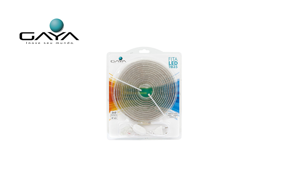 GAYA FITA LED AREA INTERNA 2835 4,8W/M 12V IP65 RL C/5 METROS - LUZ VERMELHA