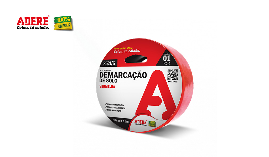 FITA ADERE DEMARCAÇÃO DE SOLO 850I/S 50MMX15M VERMELHA