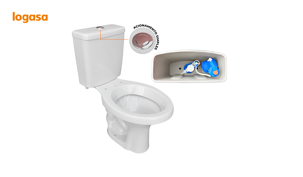 BACIA+CX ACOPLADA 6L ACIONAMENTO SIMPLES LOGASA BRANCO