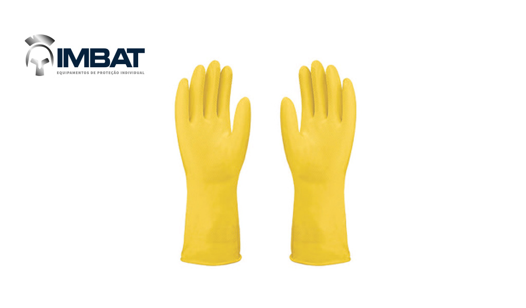 LUVA IMBAT LATEX FORRADA - TAMANHO 08-M - NA COR AMARELA