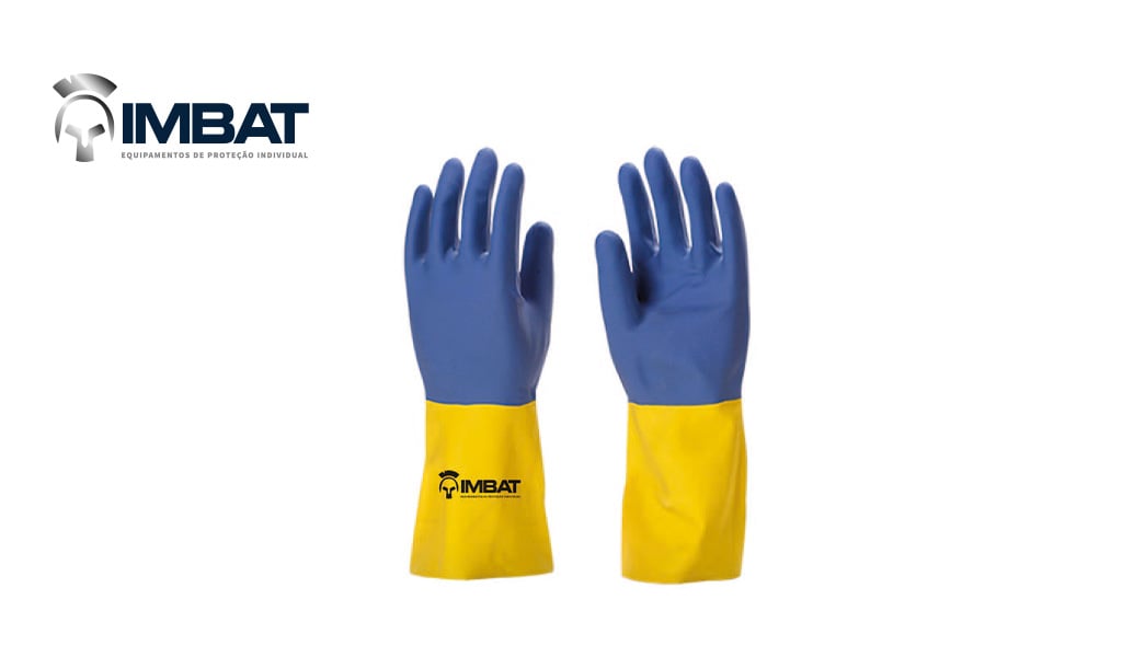 LUVA IMBAT LATEX NEOPRENE - TAMANHO 08-M - NA COR AMARELA E AZUL