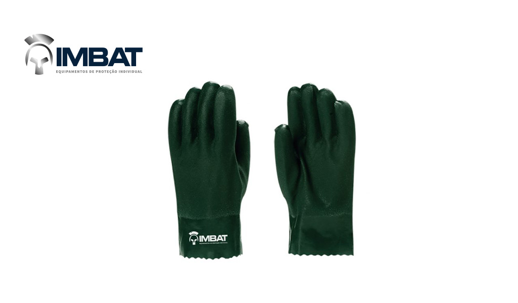 LUVA IMBAT DE PVC FORRADA - TAMANHO 26CM - NA COR VERDE