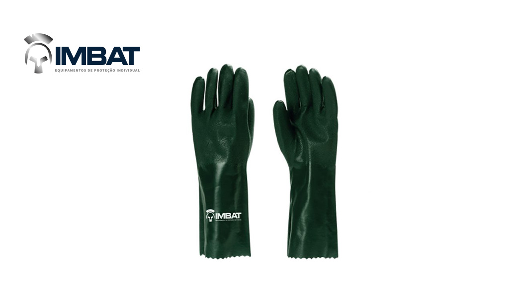 LUVA IMBAT DE PVC FORRADA - TAMANHO 36CM - NA COR VERDE