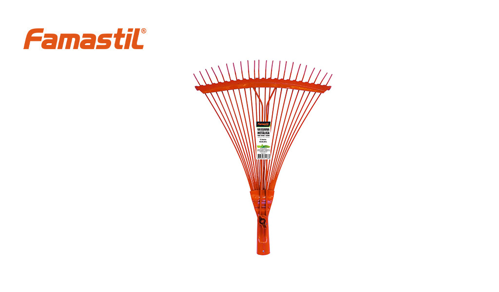 VASSOURA FAMASTIL P/JARDIM MEALICA REGULAVEL 22 DENTES C/CABO