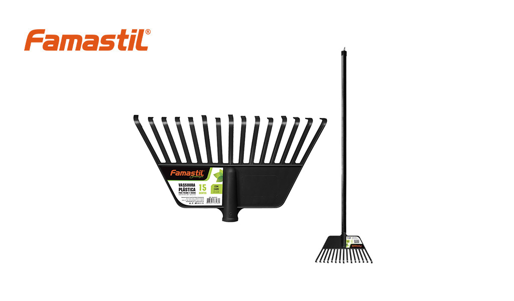 VASSOURA FAMASTIL PLAST JARD 15D PR C/CB
