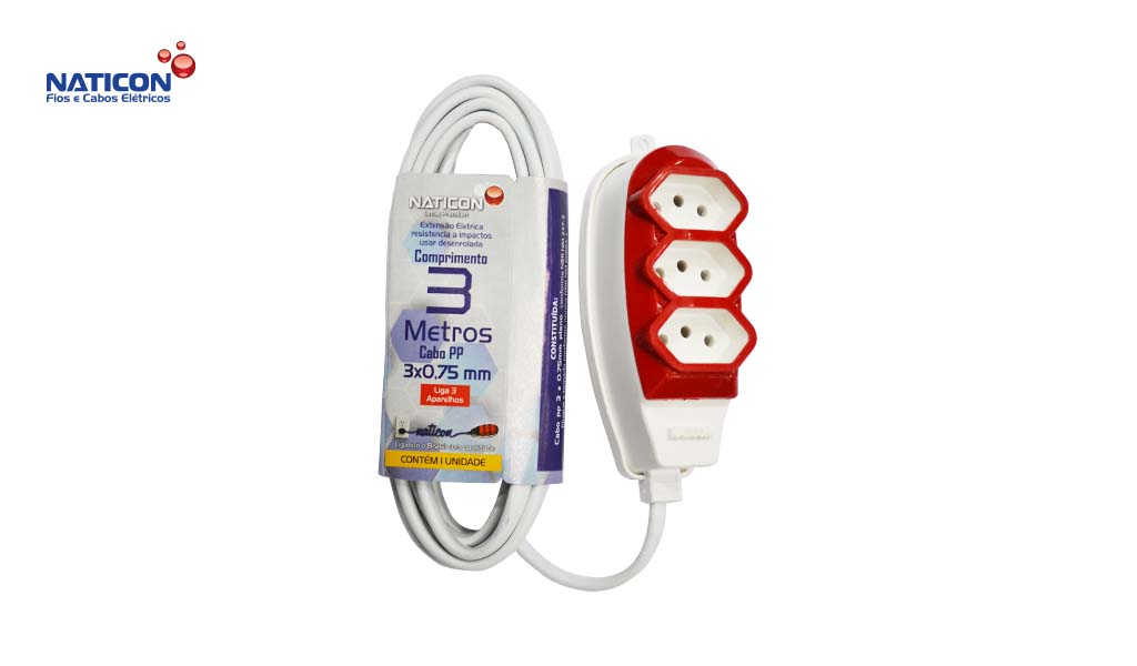 EXTENSAO NATICON PP 2P+T 3X0,75MM  3M BR