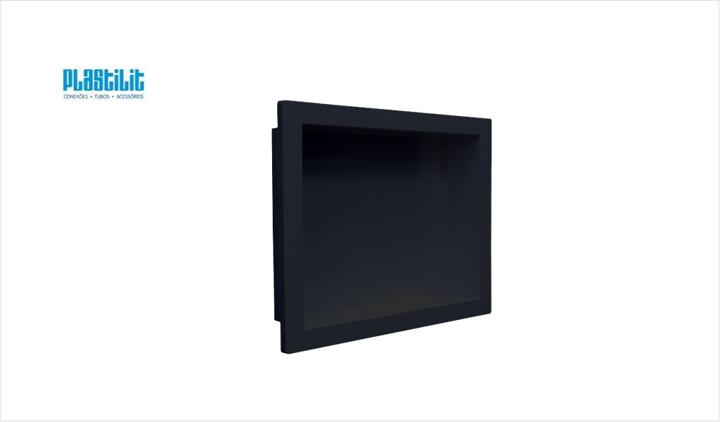 NICHO PLASTILIT DE PAREDE P/EMBUTIR 30X40CM PRETO