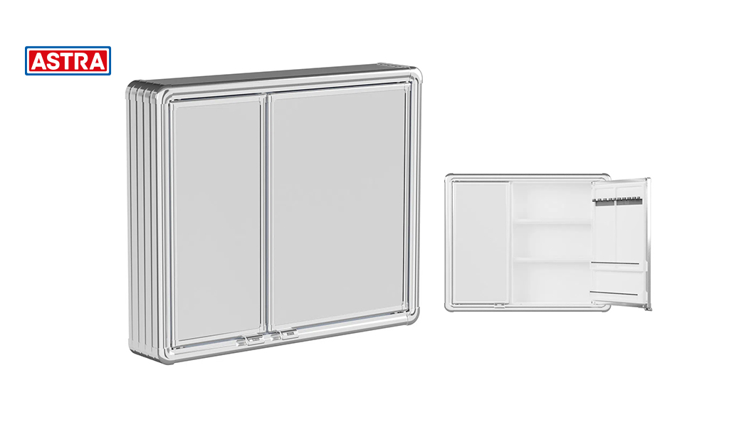 ARMARIO ASTRA P/BANH 2 PORTAS PERFIL ALUM