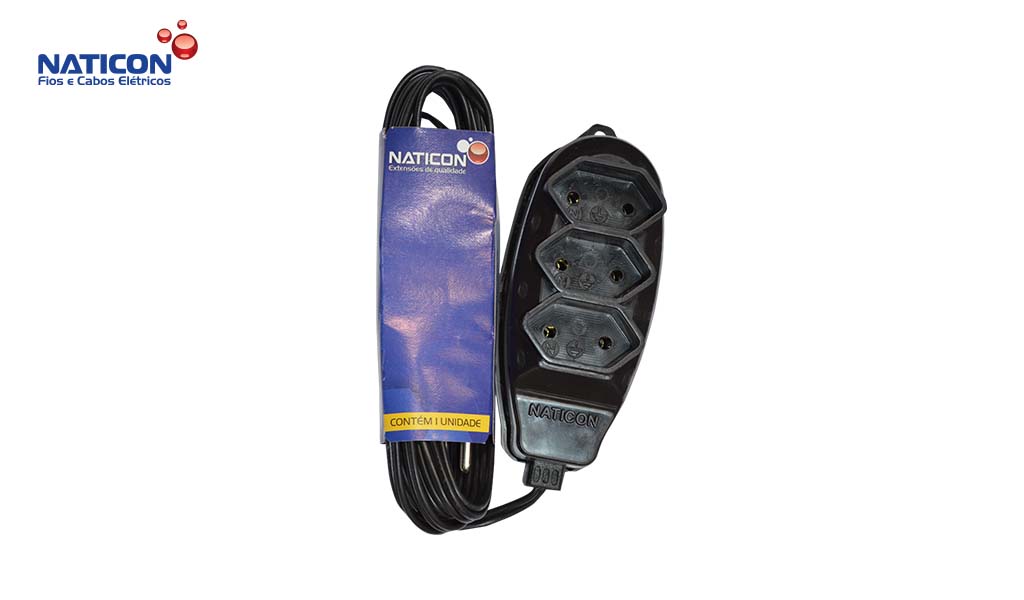 EXTENSAO NATICON PARAL 2X0,75MM 10M PR SA