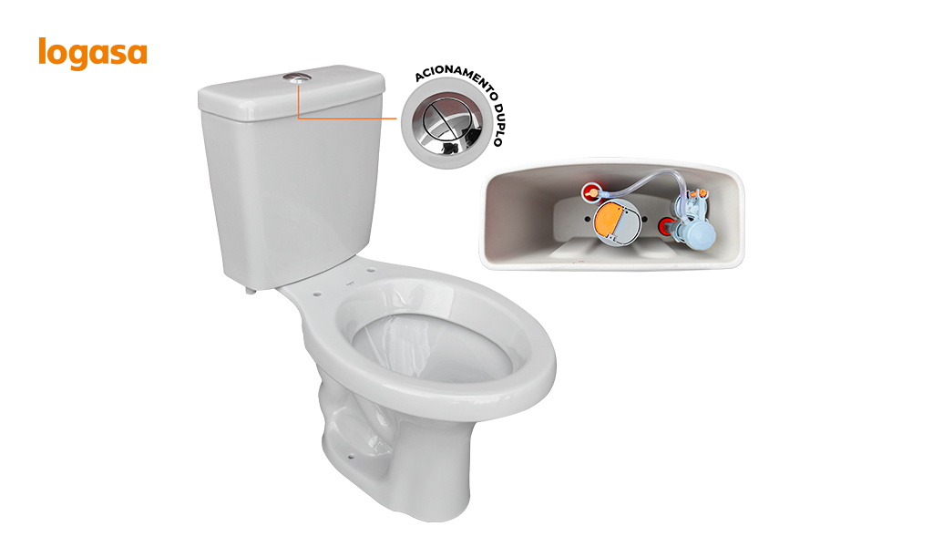 BACIA+CX ACOP 3,6L ACIONAMENTO DUPLO LOGASA CINZA CLARO