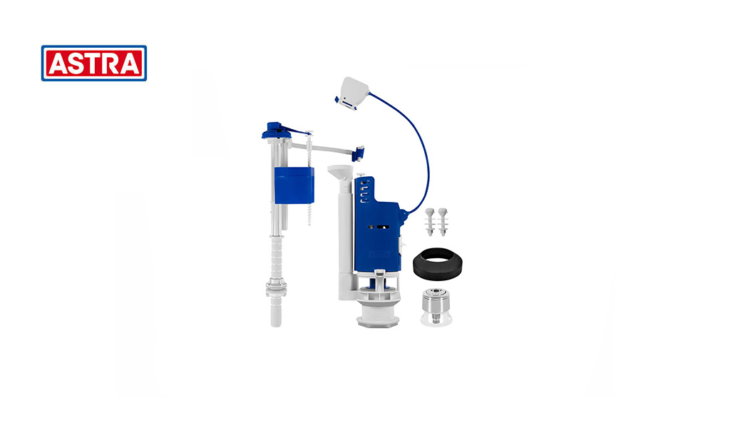 MECANISMO ASTRA COMPLETO P/CAIXA ACOPLADA UNIVERSAL DUPLO ACIONAMENTO CROMADO