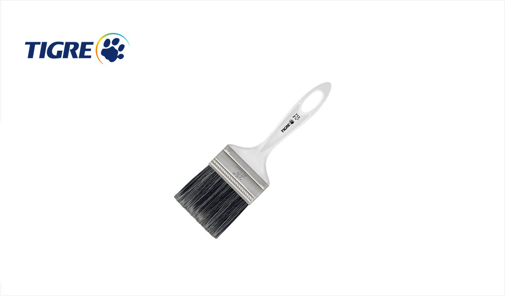 TRINCHA TIGRE 713 SIMPLES BRANCA COM CERDAS SINTETICAS GRISALHAS 2.1/2”