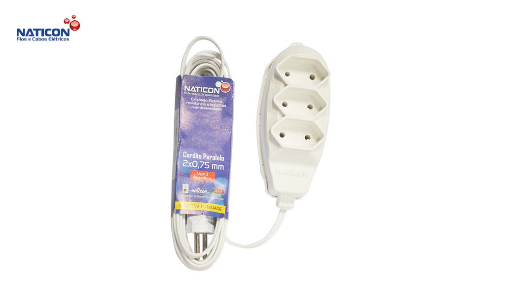 EXTENSAO NATICON PARAL 2X0,75MM 10M BR SA