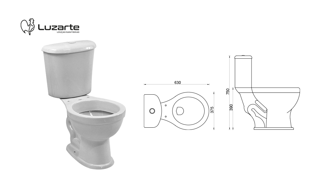 LUZARTE BACIA+CX ACOPLADA EVORA ACIONAMENTO SIMPLES BRANCO
